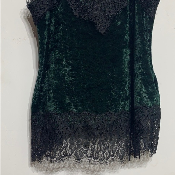 H&M Emerald Green crushed velvet lace tank top women’s small new with tags - Picture 3 of 7